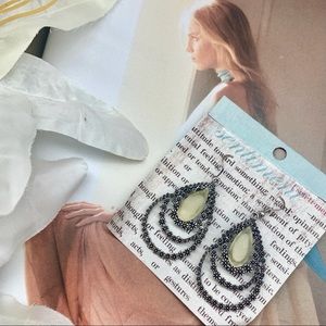 **Gunmetal and Jewel Looped Earrings**